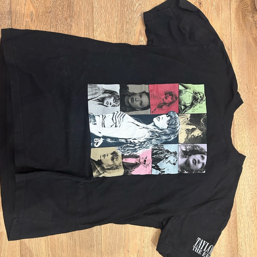 Black Graphic T-Shirt with Colorful Print